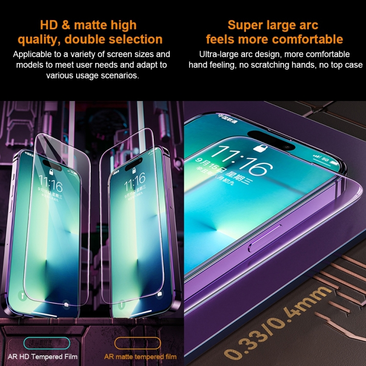 WK WTP-070 King Kong Vacha Series 9D Curved AR Frosted Tempered Glass Screen Protector iPhone 12/13/14 Series - Image 7