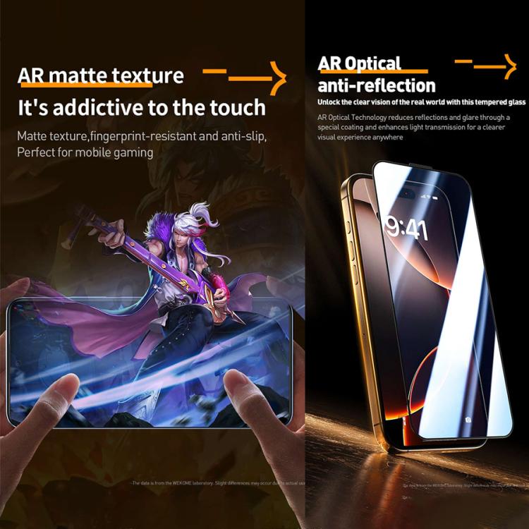 WK WTP-117 Easy Install 6D Curved AR Frosted Tempered Glass Screen Protector iPhone 13-16 Series - Image 5