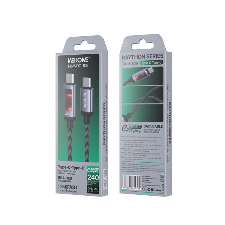 WK WDC-108 Intelligent RGB Digital Display 240W Type-C to Type-C Charging Cable - Image 2